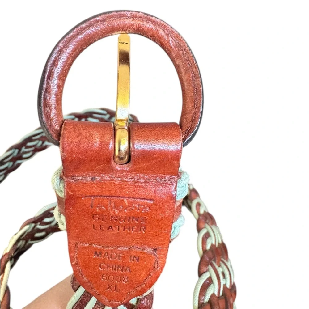 Talbots Braided Leather‎ Belt - green and tan